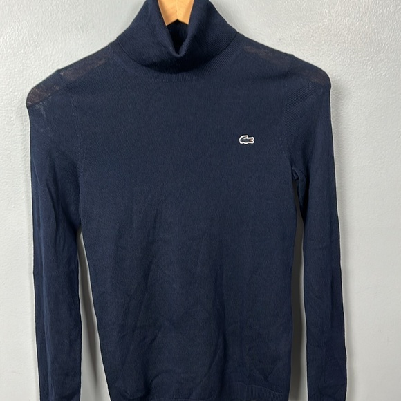 Lacoste Navy Merino Wool Turtleneck Sweater size 32 or XS- NWOT - Picture 2 of 12
